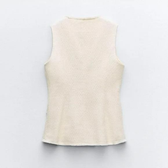 ZARA STRUCTURED METALLIC THREAD LONG VEST - Picture 7 of 8